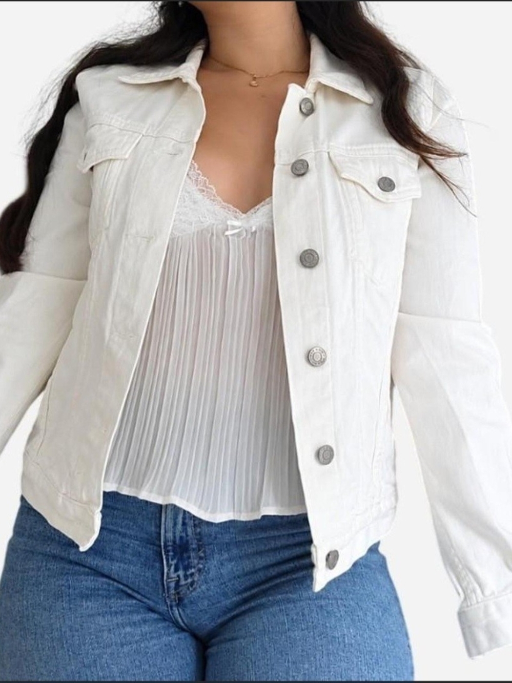 GAP White Denim Trucker Jacket